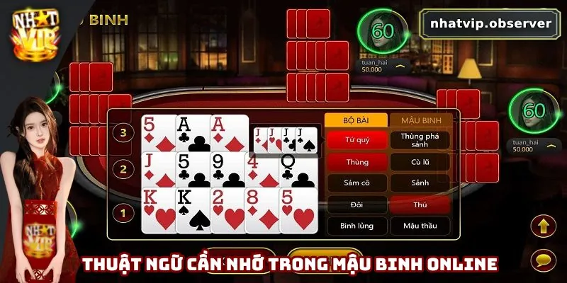 Mậu Binh online sử dụng nhiều thuật ngữ khác nhau