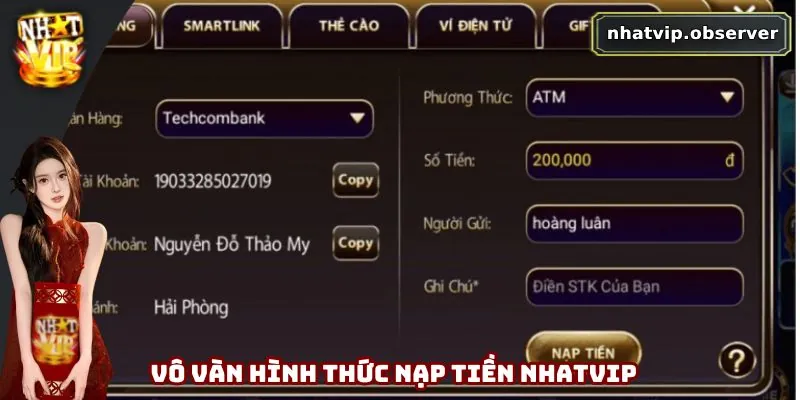 Vô vàn hình thức nạp tiền tại Nhatvip cung cấp cho người chơi
